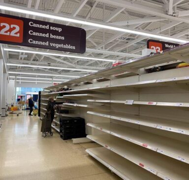 Empty shop shelves